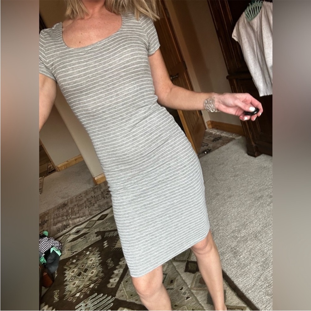 Active USA Gray Striped Mini Dress